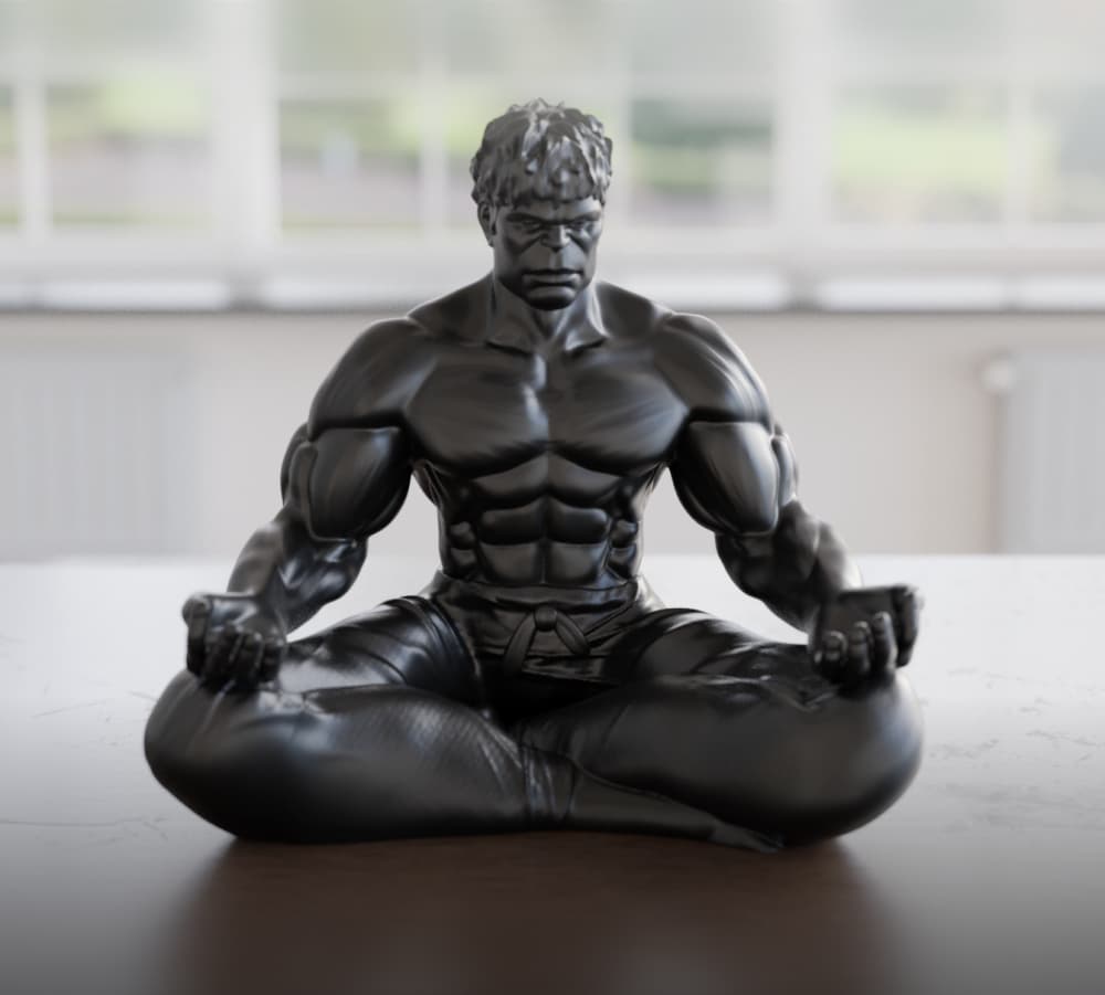 Zen Hulk Sculpture – Strong Yet Calm Meditating Figurine 3d model