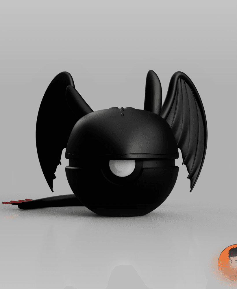 Toothless Night fury Pokeball - How to Train Your Dragon 3d model