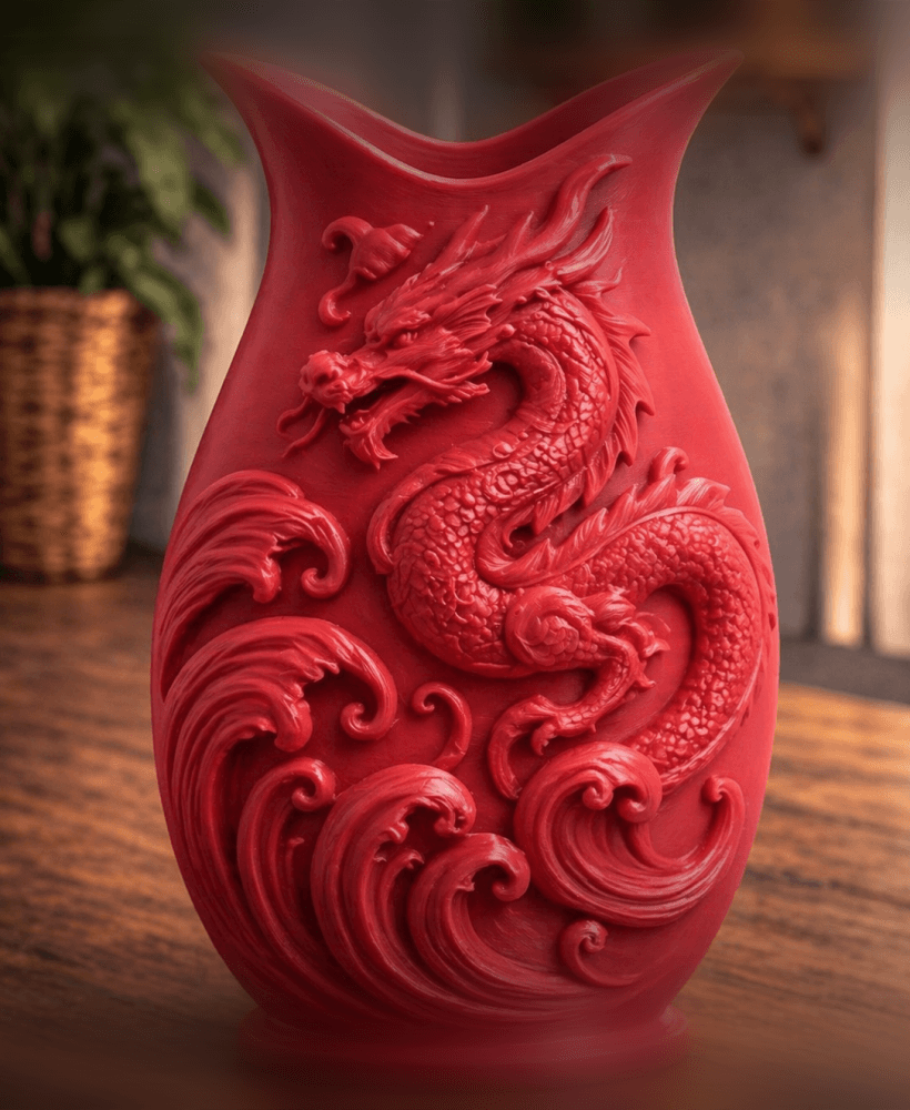 Red Dragon Wave Vase 3d model