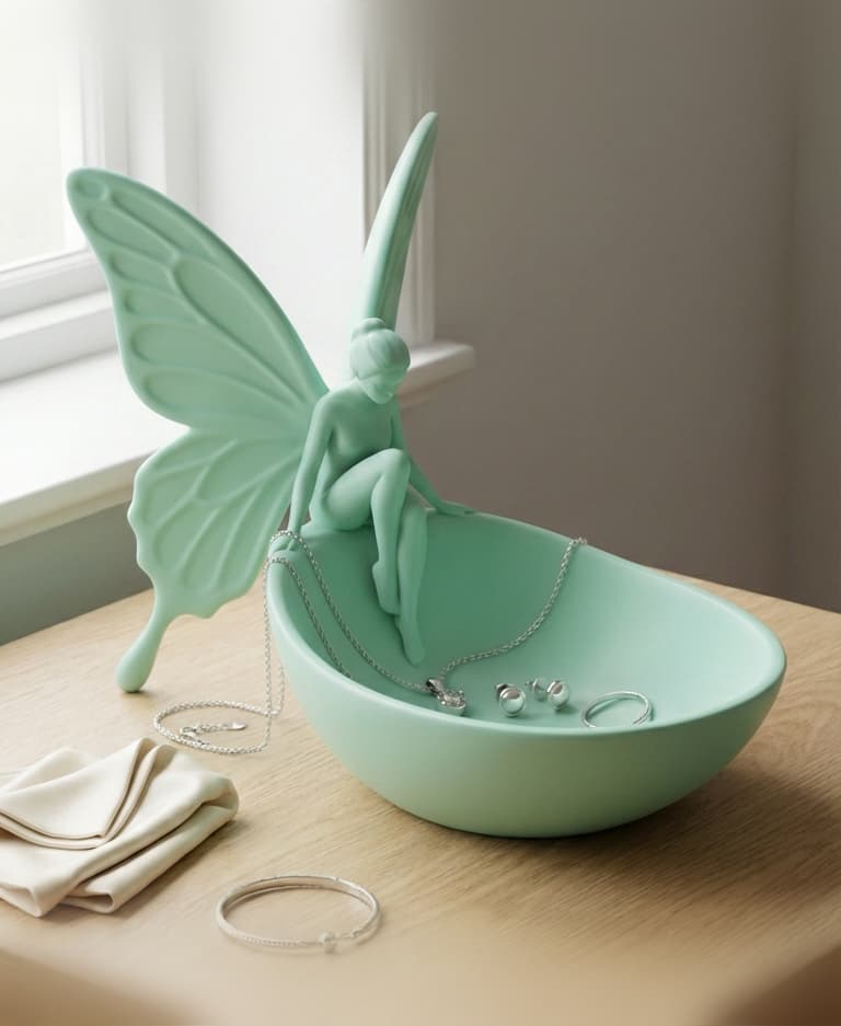 Whimsical Fairy Jewelry Bowl | Elegant Fantasy Catchall Dish for Rings, Necklaces & Trinkets 3d model