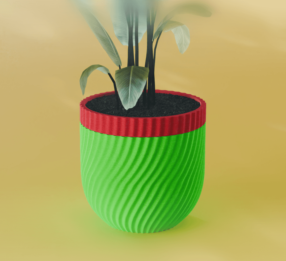 Kaze Planter Pot, Wavy Bezier | Small, Medium, Large | Self Watering and Drip Tray 3d model