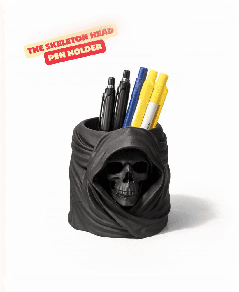 SKELETON HEAD PEN HOLDER / GOTHIC DECOR / HOME ESSENTIALS / DESIGNER HOMEDECOR / OFFICE ORGANIZER 3d model