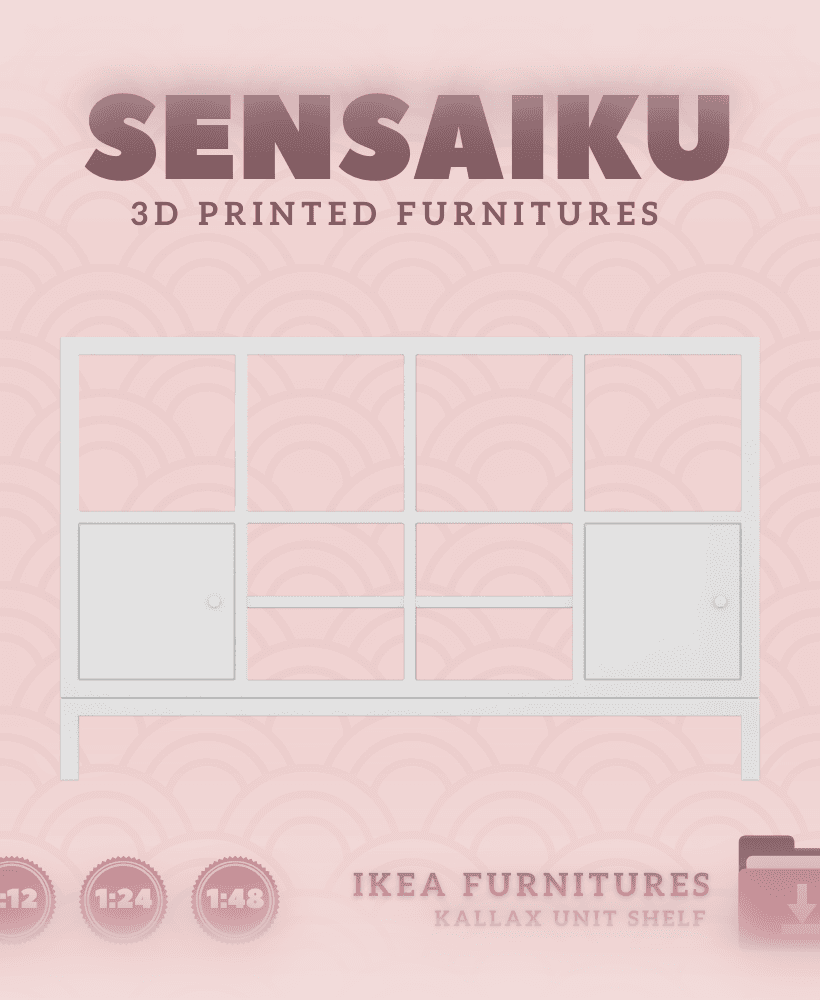Miniature Replica 17. KALLAX Shelf Unit 4x2 with Underframe Door for Miniature Dollhouse IKEA 3D for 3d model