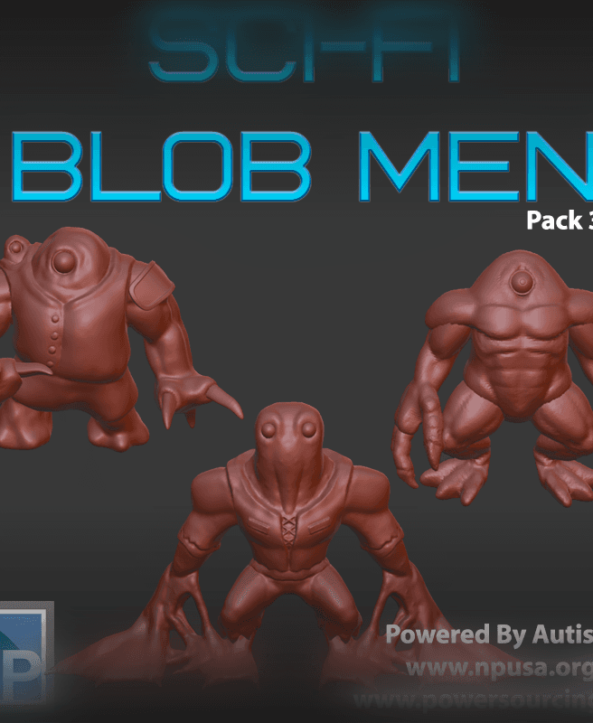 Sci-Fi Blob Men, pack 3 3d model