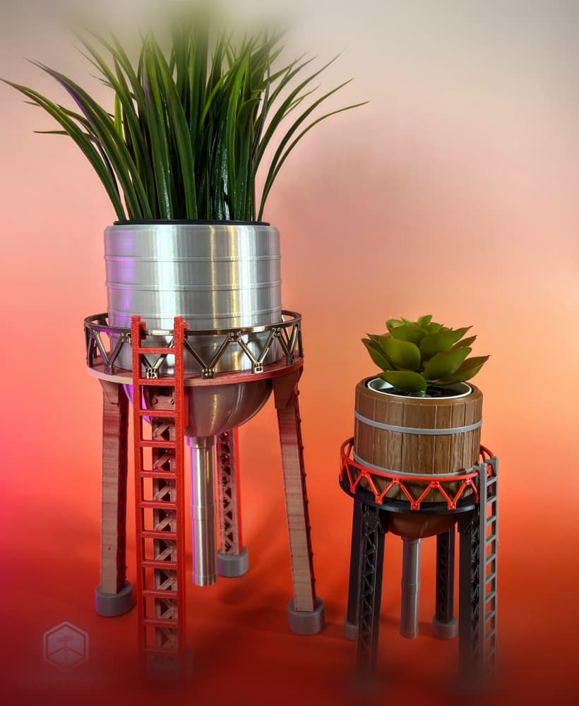 Water Tower Planter 3d model