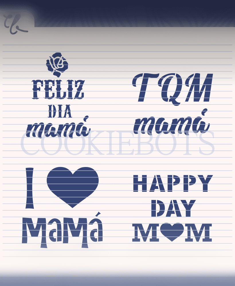 Mom Phrases Cookie Stencil / Frases Mamá 3d model