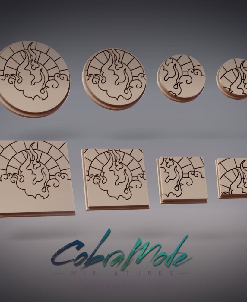 Fire Inlay Flooring Base Pack (8pcs) - Round and Square Versions 3d model