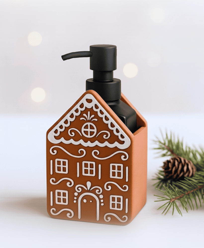 Gingerbread House Soap Holder & Treat Box | Christmas Sink Decor | Holiday Soap Dispenser Sleeve 3d model