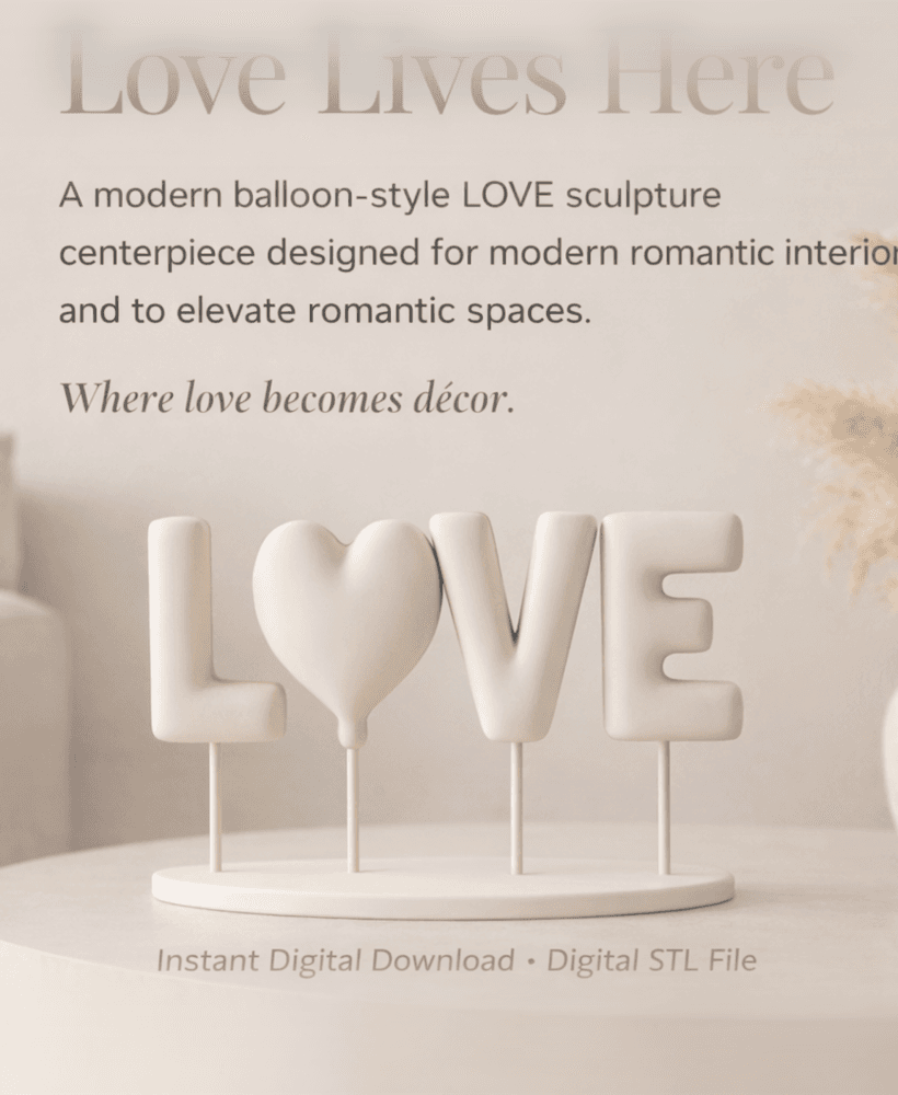 LOVE Balloon Letters – Anniversary and Wedding Table Centerpiece,Home Decor, Romantic 3d model