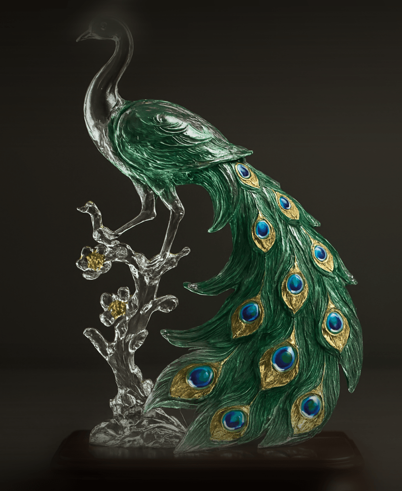 Emerald Majesty – Royal Peacock Sculpture 3d model