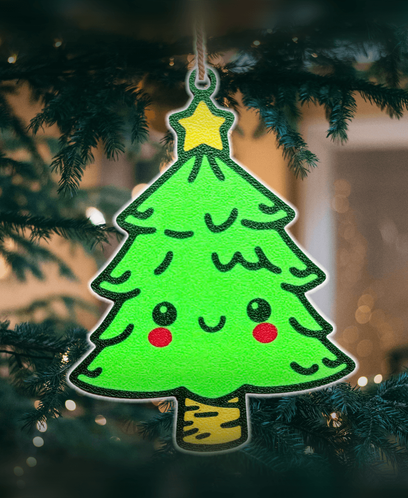 Cute Kawaii Christmas Tree Ornament 3d model