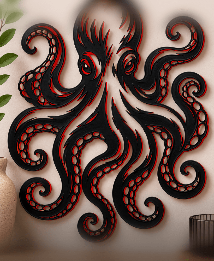 nautical sea life octopus wall art home decor 3d model