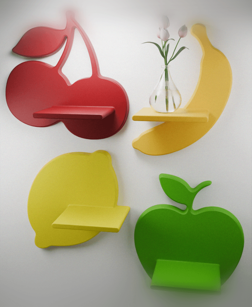 4x Fruit shelfs 3d model