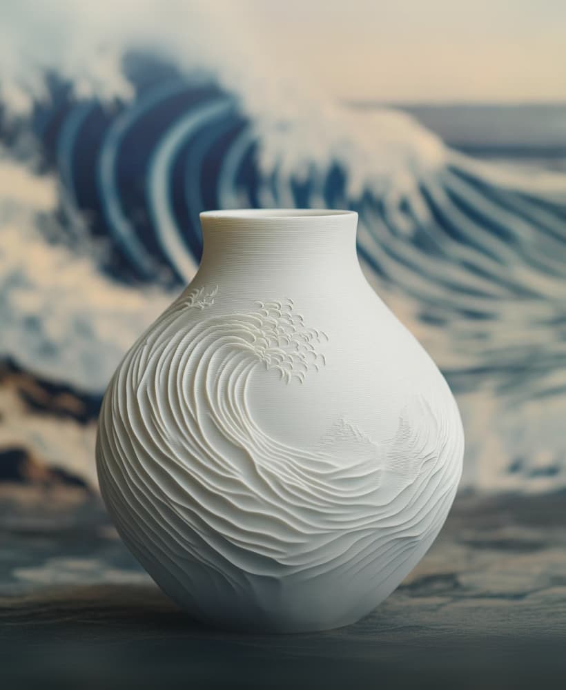 Hokusai-inspired Wave Vase for Unique 3D Printed Home Decor 3d model