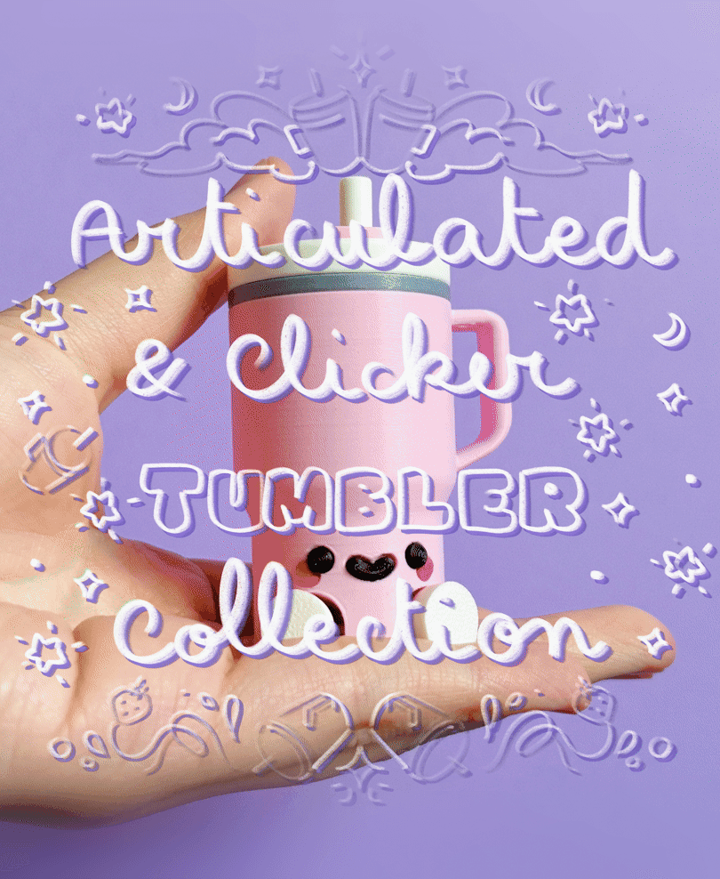 Cute Articulated & Clicker Tumbler | No AMS | Print-in-place 3d model