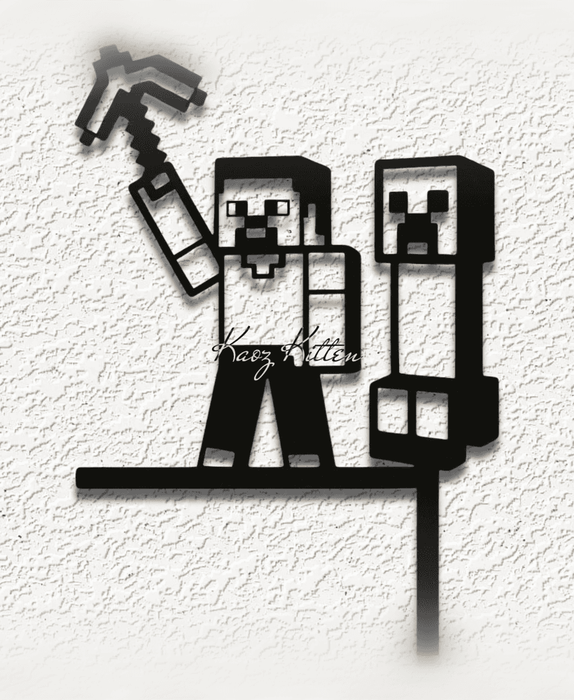 minecraft steve creeper do WALL ART HOME DECORopper.stl 3d model