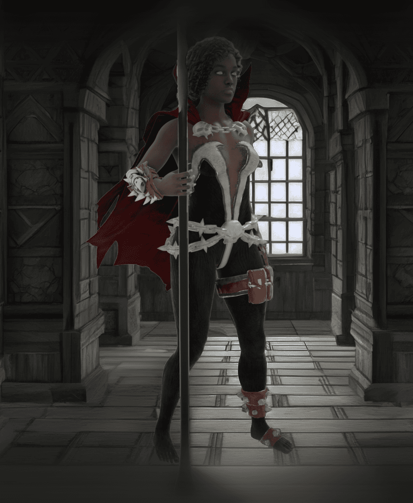 Dark-Skinned Fantasy Spear Character v2.0 3d model