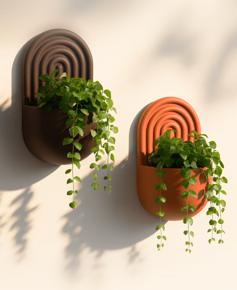 Boho Wall Mounted Planter | Modern Rainbow Design Hanging Plant Pot | Arch Plant Holder | 3d model