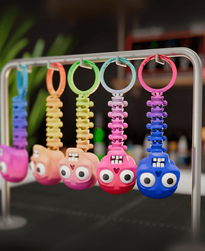Flexi Skeleton Charm – Printable STL Keychain | Print-in-Place, No Supports, 3D Print 3d model
