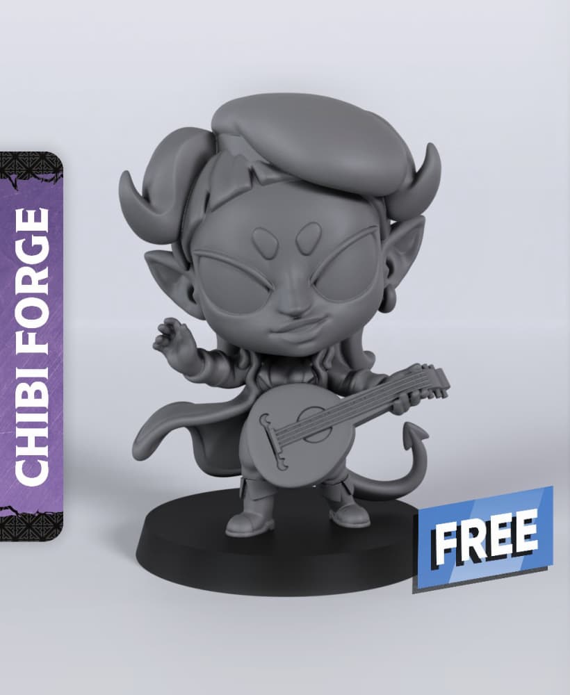 Female Tiefling Bard - With Free Dragon - 5e DnD Inspired for RPG and Wargamers 3d model