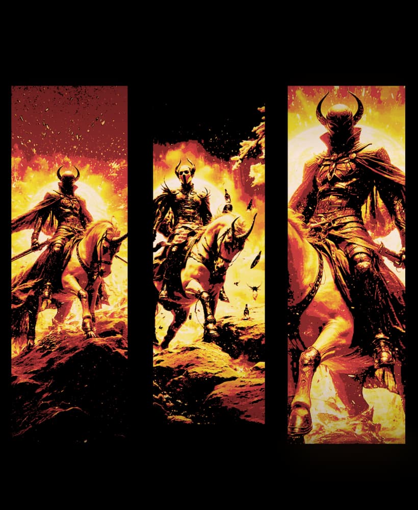 The fire devil rider demon in the middle of the battle - set of bookmarks 3d model