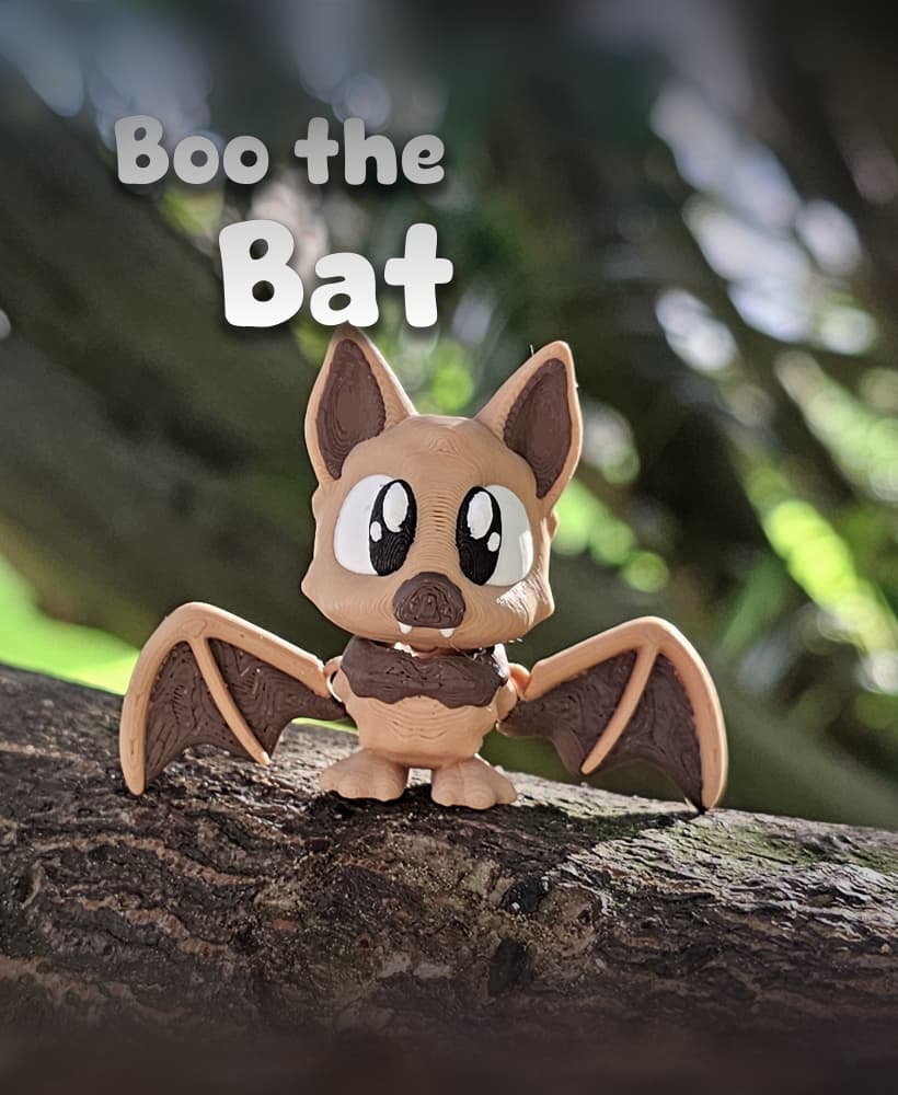 Boo the Bat – Flexi Fidget Bat – 3DPAW 3d model