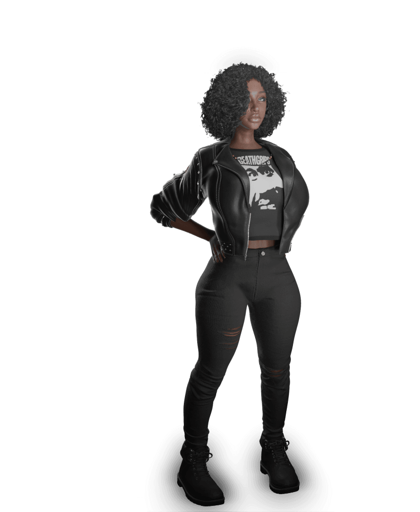 Confident Afro Woman in Modern Outfit v2 3d model