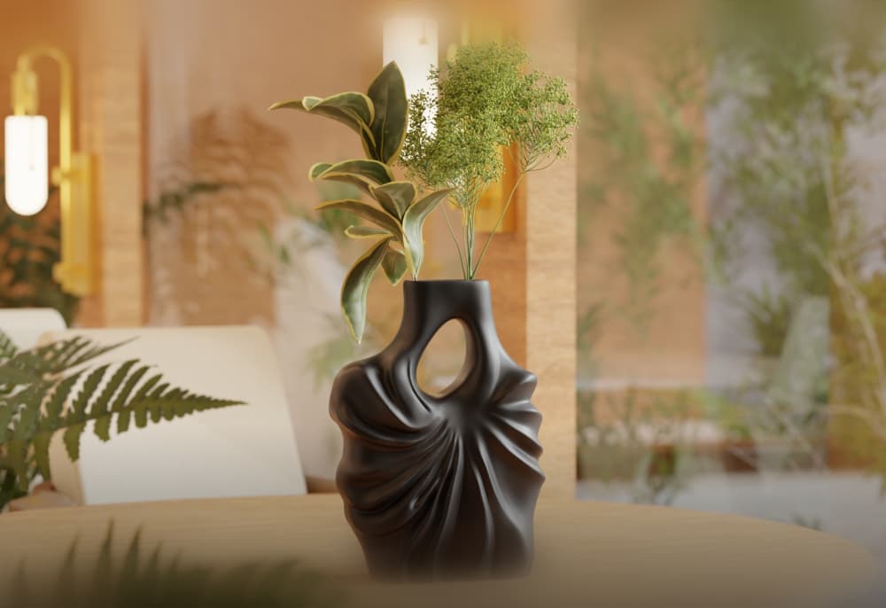 Whirlfold Vase β Modern Sculptural Vase with Flowing Draped Texture 3d model