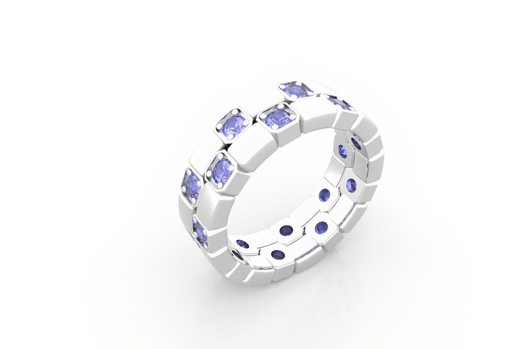 Modern Geometric Segmented Band - 2.5mm Stones 3d model