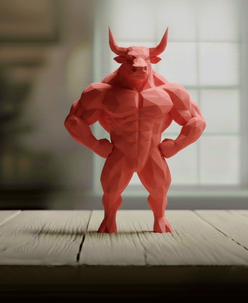Buff Bull Low Poly - Geometric Bodybuilder Sculpture 3d model