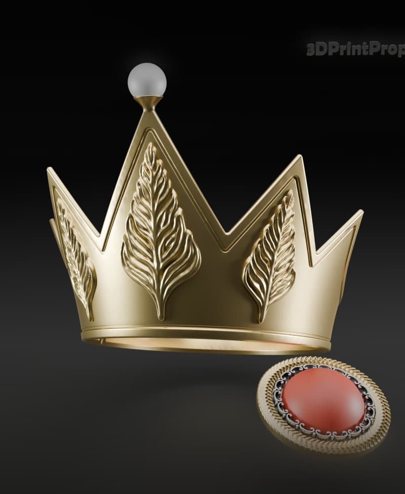 Evil Queen Accessories: Crown & Brooch (3D Printable Models) 3d model