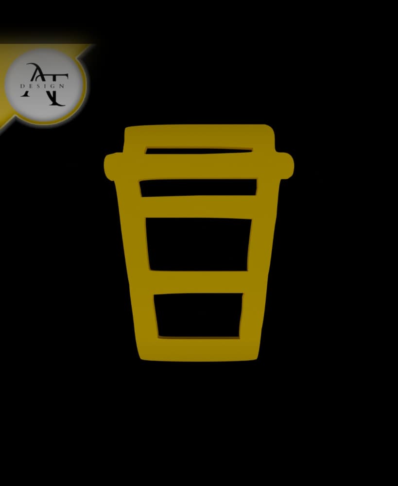 Simple Coffee Cup Symbol - 2D Art 3d model