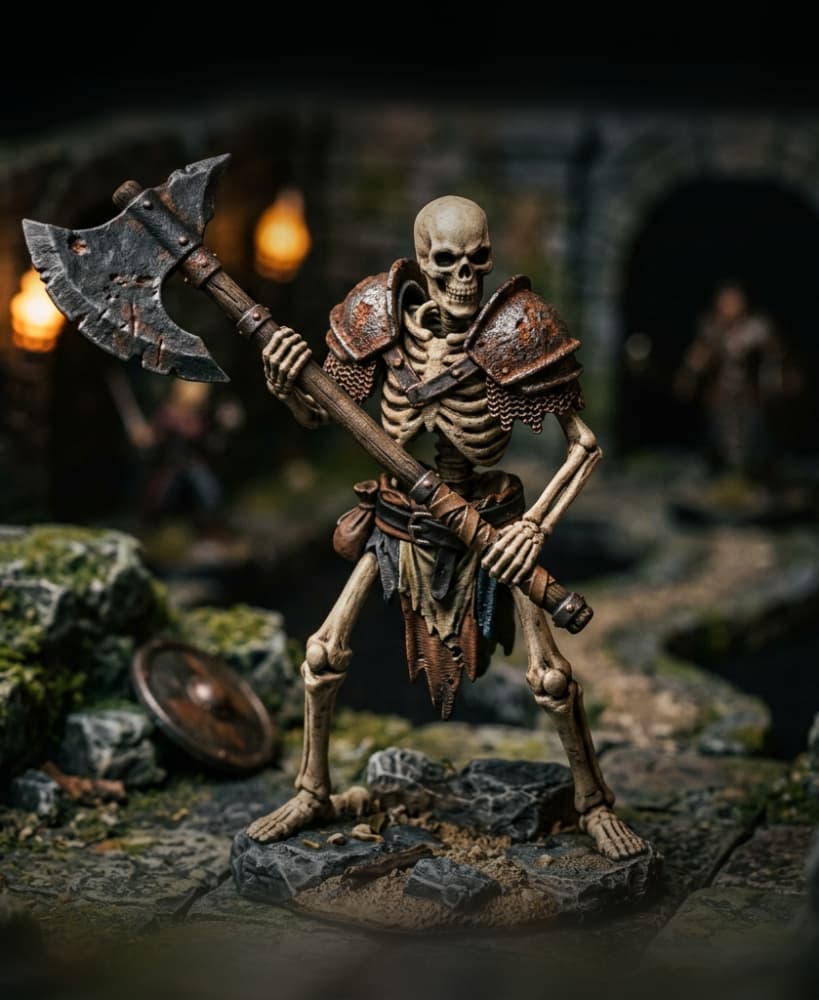 Skeleton Axe Warrior - Tabletop Miniature 3d model