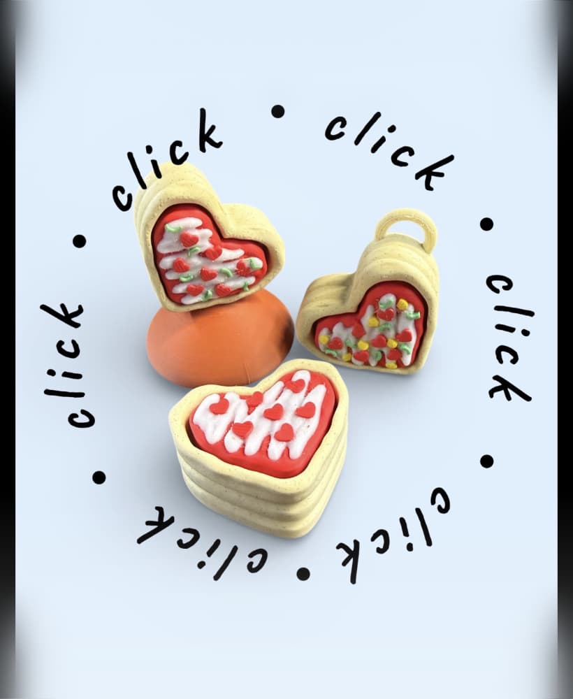 Heart Pizza Clickies 3d model