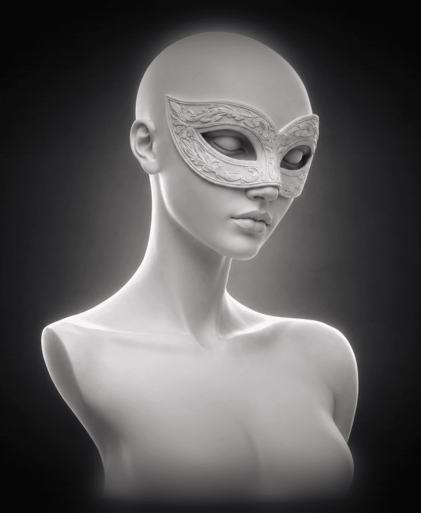 Masked Muse Bust STL – Elegant Masquerade Female Sculpture for 3D Printing 3d model