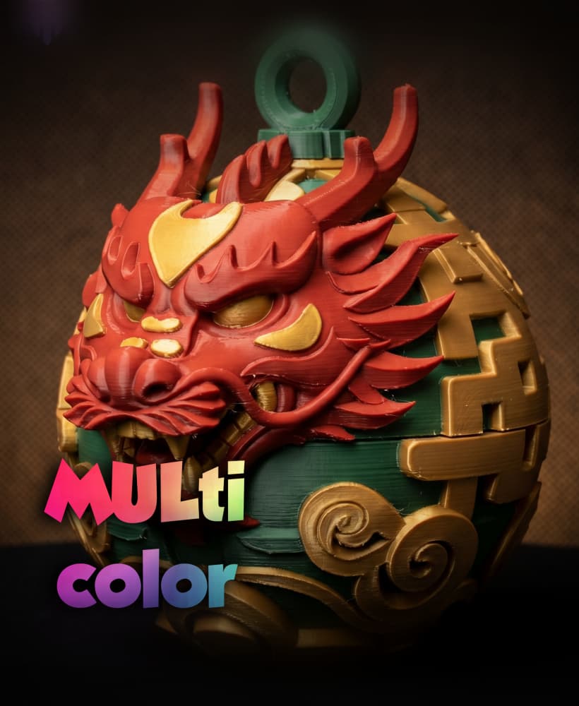 Dragon Ornament 3MF | Chinese New Year Multi-Color | FDM 3d model