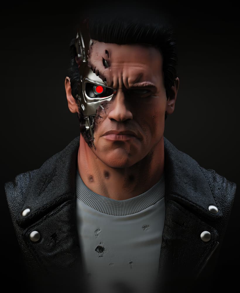 Terminator bust (Pre-Supported) 3d model