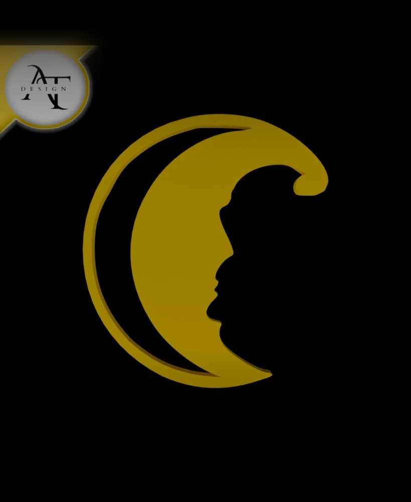 Simple Moon Symbol - 2D Art 3d model
