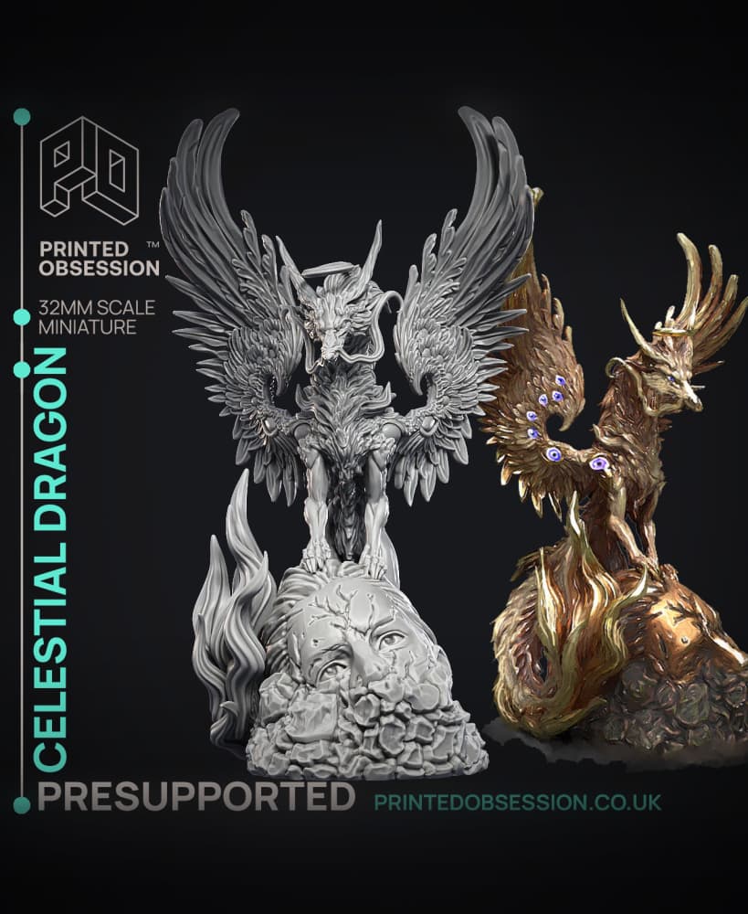 Celestial Dragon - Dragon Lord - PRESUPPORTED - Illustrated and Stats - 32mm scale 3d model