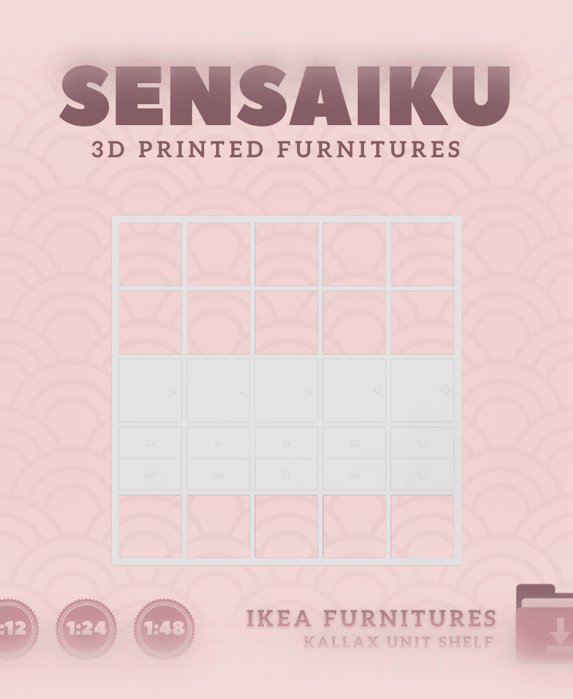 Miniature Replica 24. KALLAX Shelf Unit with 10 Inserts Miniature Dollhouse IKEA 3D for Miniature Do 3d model