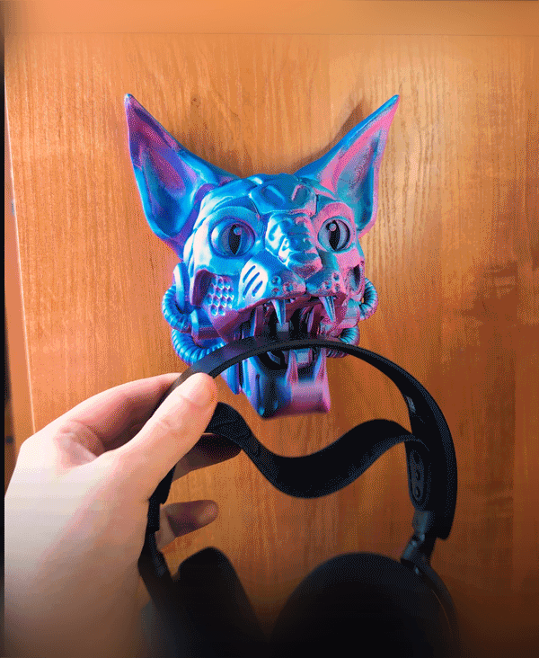 Cyber Cat: Universal Headphone Holder 3d model