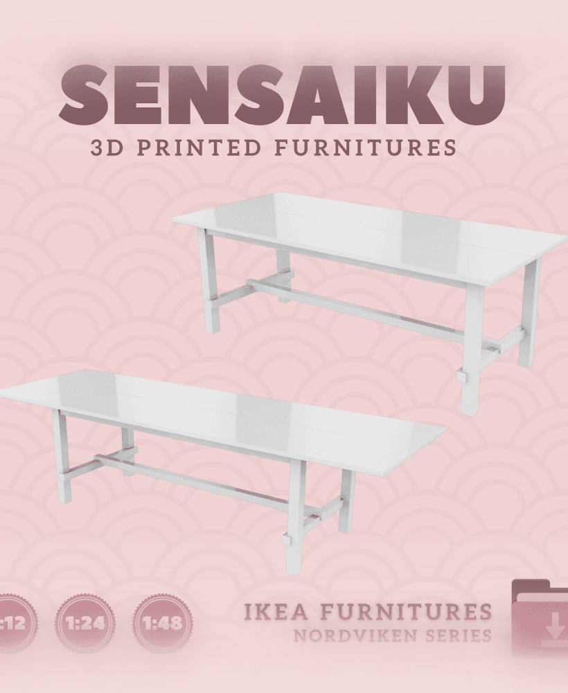 Miniature Replica 04. NORDVIKEN Extendable Table V2 for Miniature Dollhouse - IKEA (1:12,24,48) - 3D 3d model