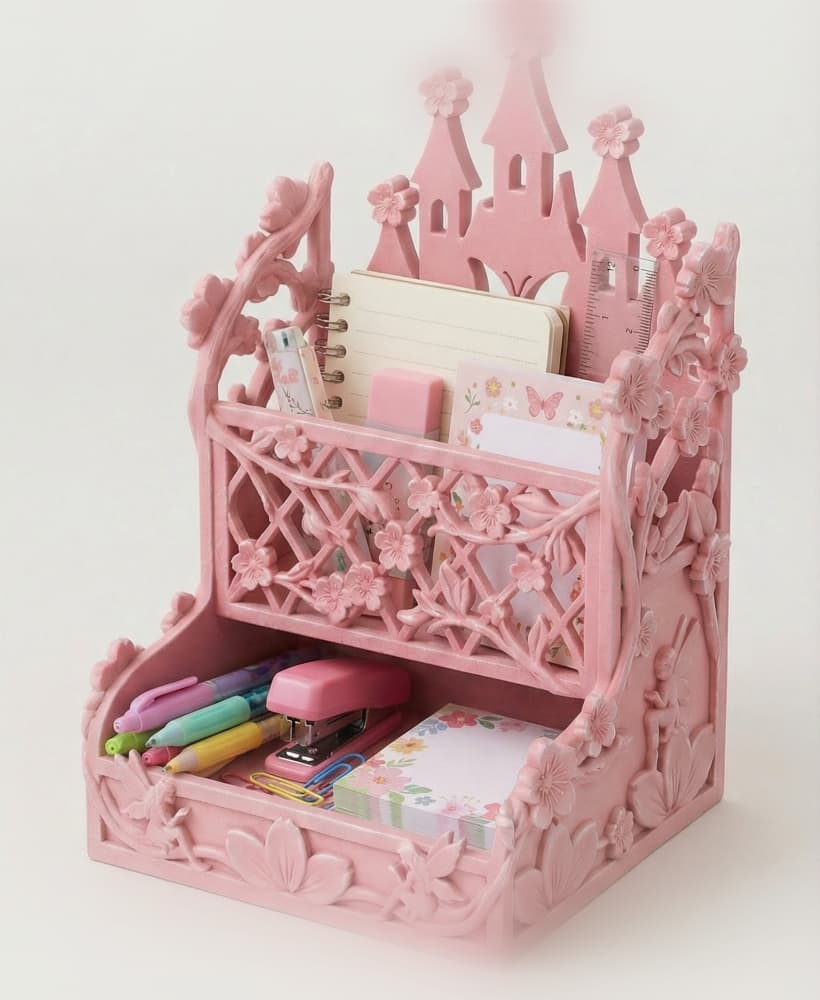 Fairy Tale Castle Desk Organizer - Princess Stationery & Office Caddy 3d model