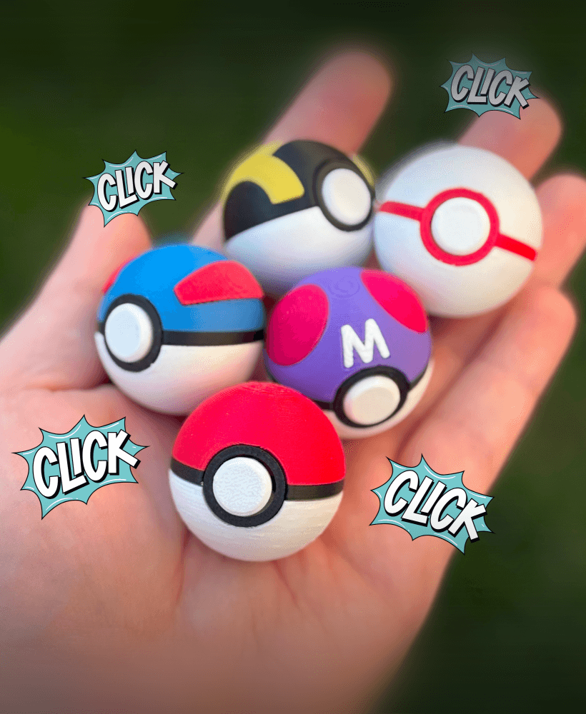 Pokeball Clicker Fidgets - PACK 1 3d model