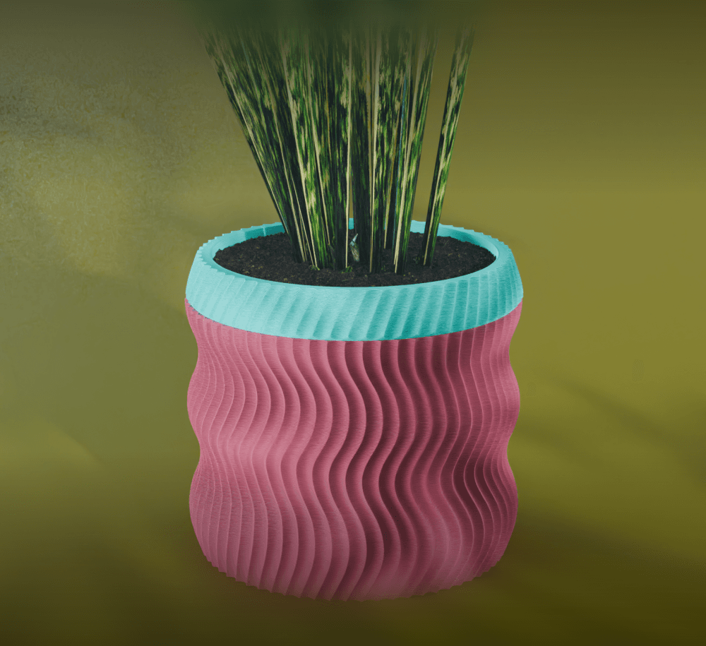 Hana Planter Pot, Scalloped Reverse Sine | Small, Medium, Large | Self Watering and Drip Tray 3d model
