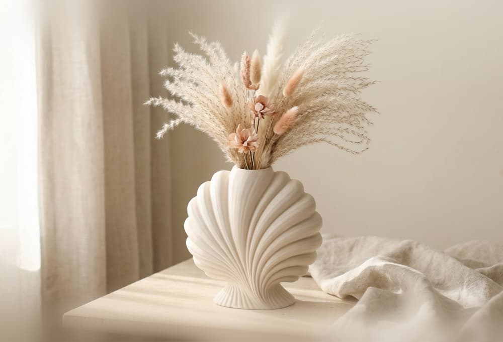 Organic Scallop Shell Vase - Biomorphic Coastal Home Decor 3d model