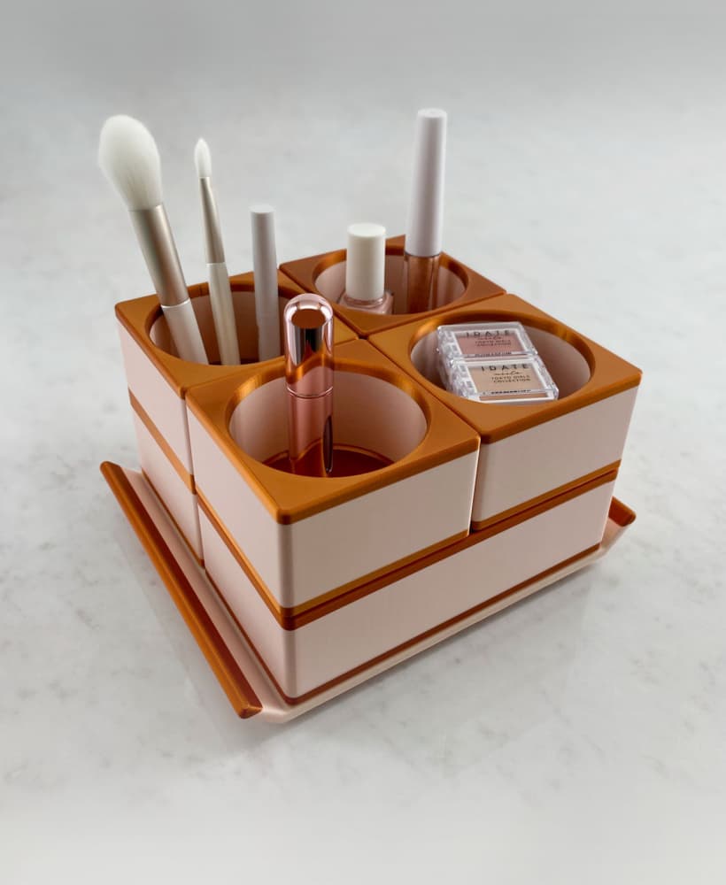 Makeup Organizer Modular Stacking Cosmetics Bins With Tray 3d model