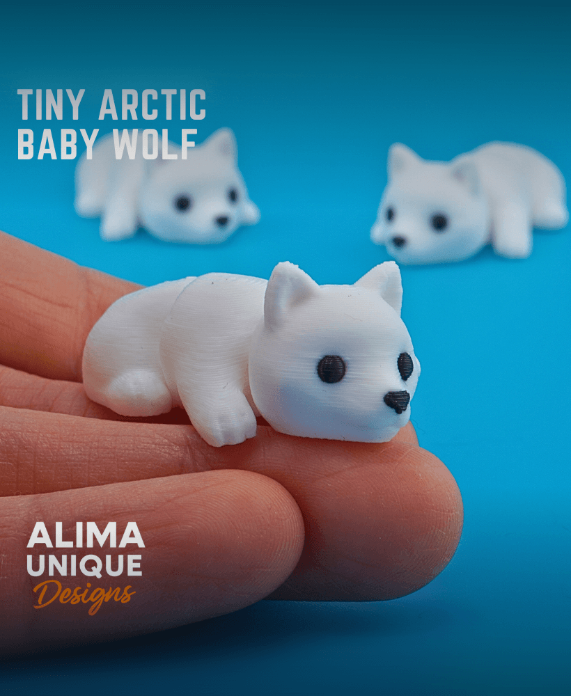 Tiny Arctic Baby Wolf / Bonus Design / Articulated Fidget Toy 3d model