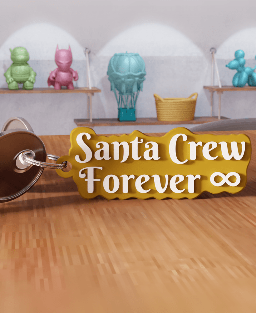 Santa Crew Forever Christmas Keychain 3d model