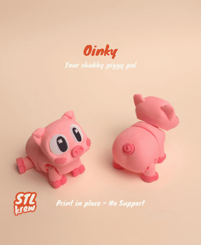 Cute Pig articulated print in place 3d model